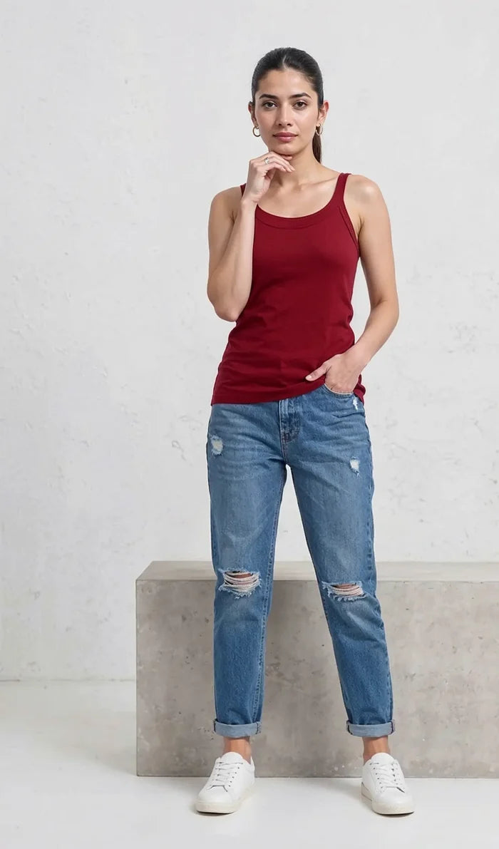 Women’s Red Camisole Slim Fit