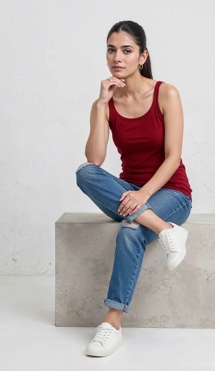 Women’s Red Camisole Slim Fit