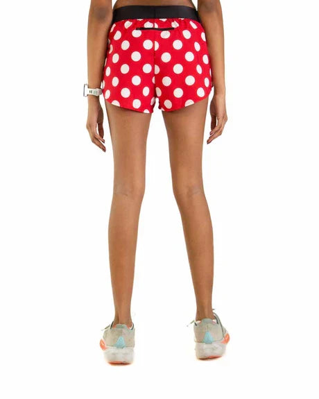 Women's Red Polka Dot 1.5" Split Running Shorts