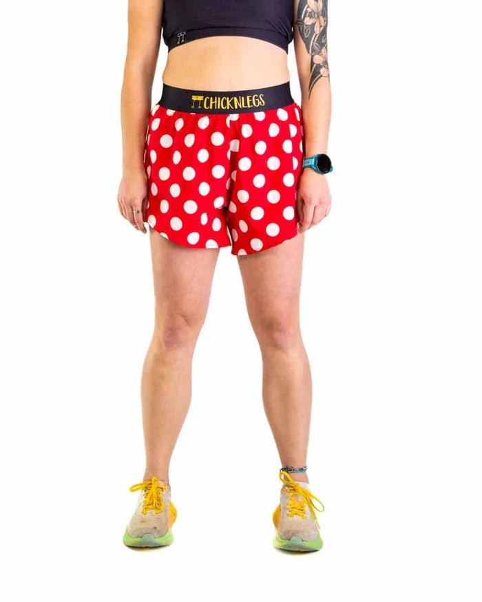 Women's Red Polka Dot 4" Split Running Shorts