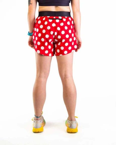 Women's Red Polka Dot 4" Split Running Shorts