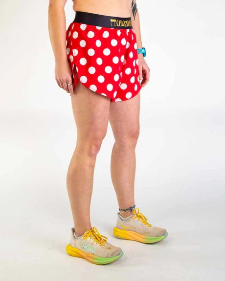 Women's Red Polka Dot 4" Split Running Shorts