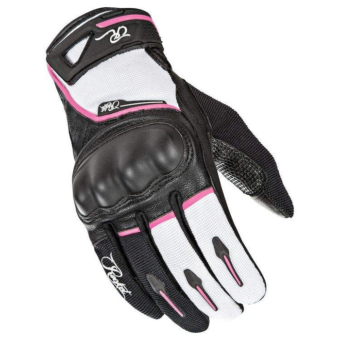 Women's Super Moto Black/ White / Pink: Features:

Goatskin leather and Stretch Span/Poly construction
Drum dyed goatskin lea