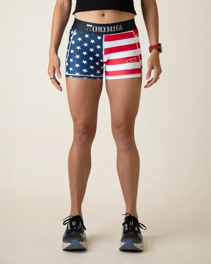 Women's USA Flag 3" Compression Running Shorts