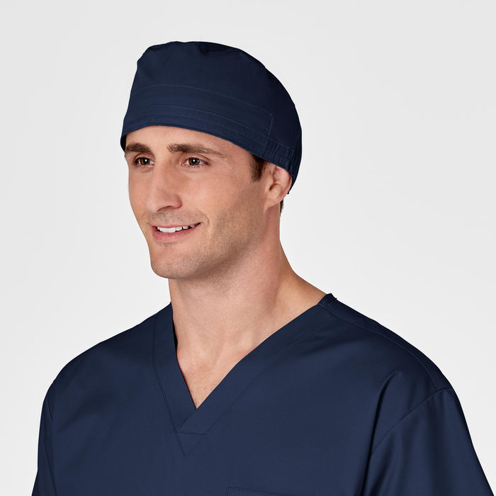 WonderWORK Unisex Tie Back Scrub Cap Navy side view