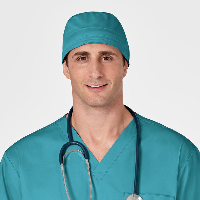 WonderWORK Unisex Tie Back Scrub Cap Teal Blue full scrub set