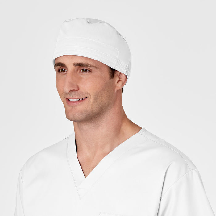 WonderWORK Unisex Tie Back Scrub Cap White side view