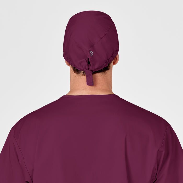 WonderWORK Unisex Tie Back Scrub Cap Wine back view