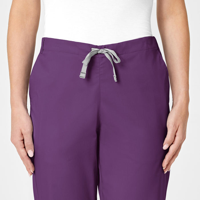 WonderWORK Women's Flare Leg Scrub Pant Eggplant front detail