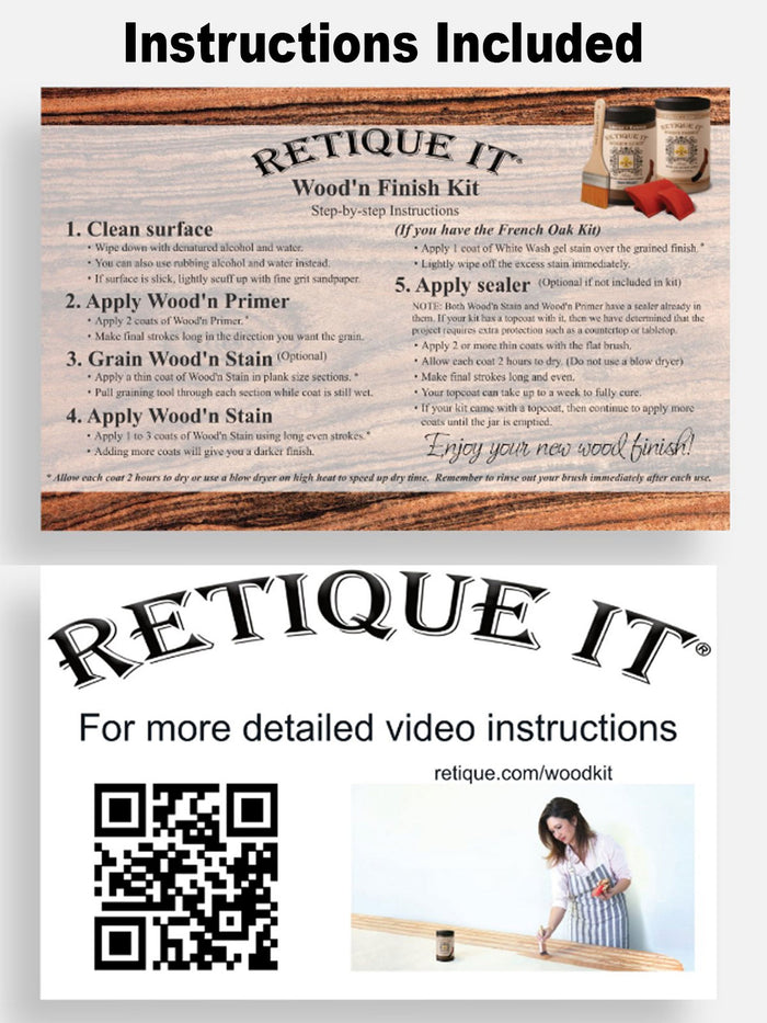 Retique It Wood'n Cabinet Kit with 12 barn wood grain stain doors and instructions for DIY cabinet renovation.
