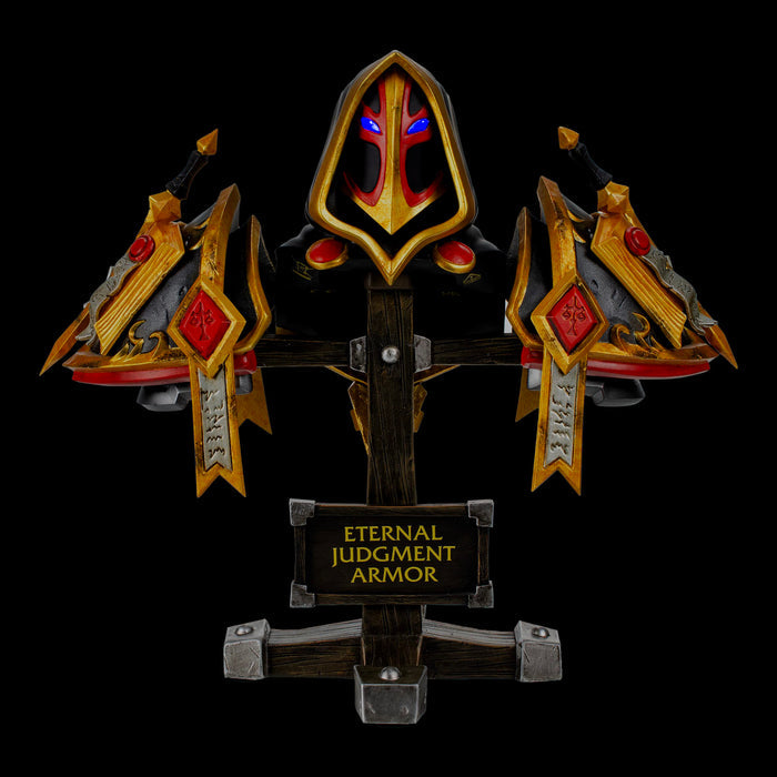 World of Warcraft Judgement Helm & Pauldron Replica - Front View with Light Up Eyes
