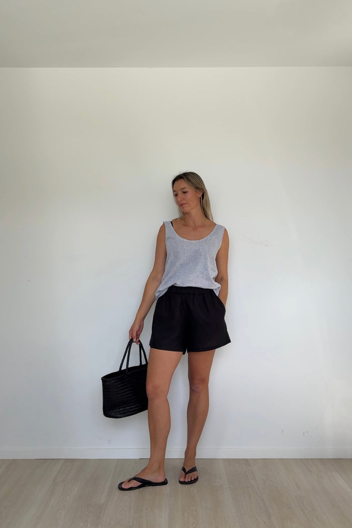 Woven Stripe Linen Reversible Top V2