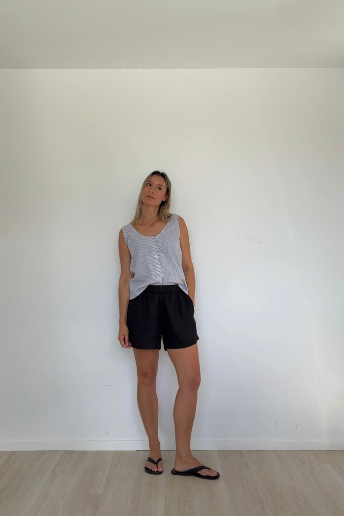 Woven Stripe Linen Reversible Top V2