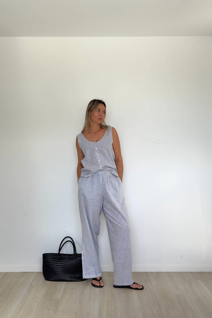 Woven Stripe Linen Reversible Top V2