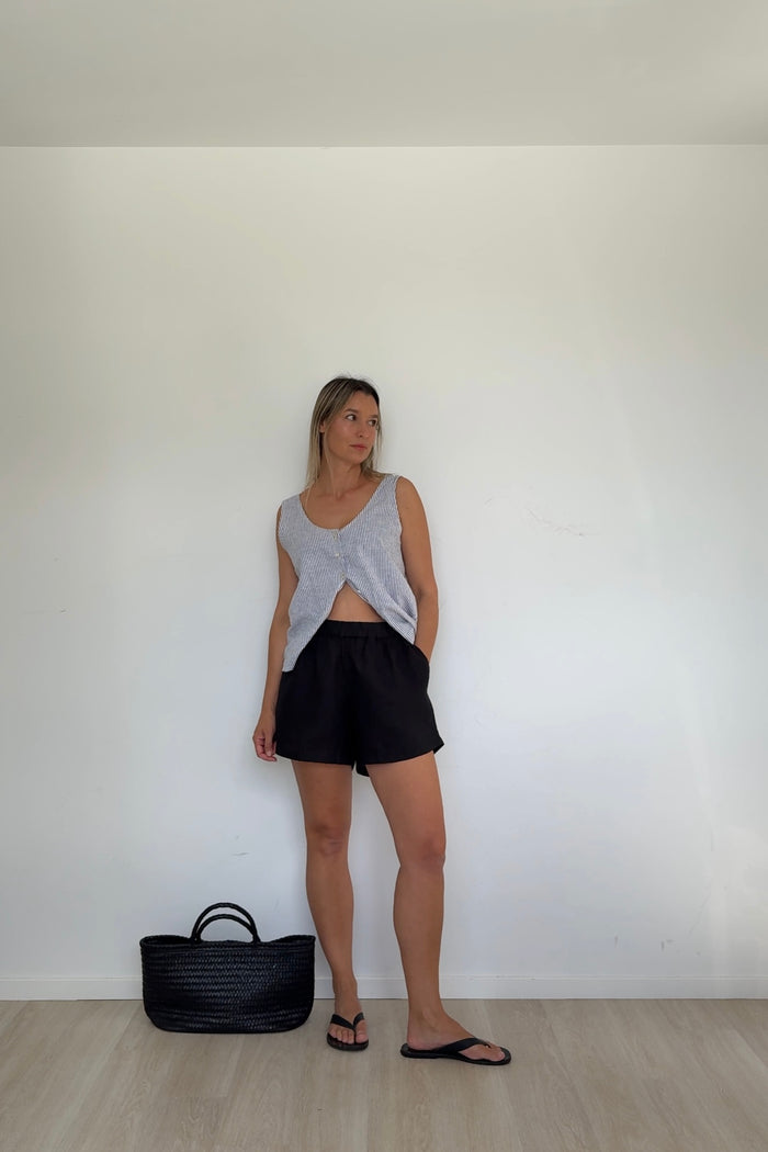 Woven Stripe Linen Reversible Top V2