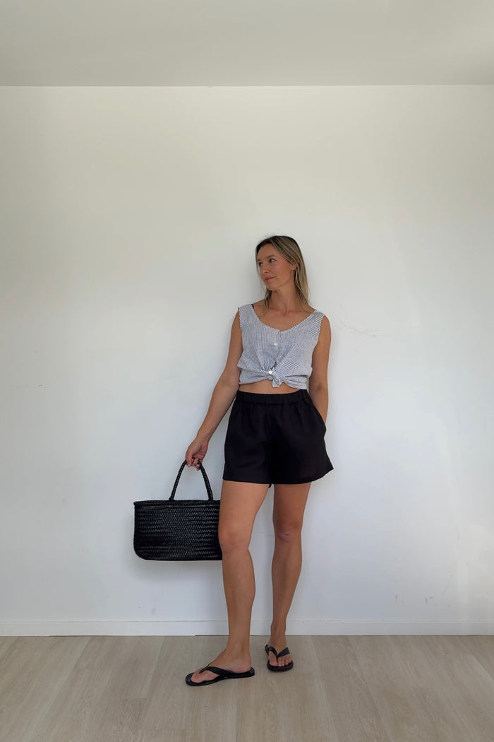Woven Stripe Linen Reversible Top V2