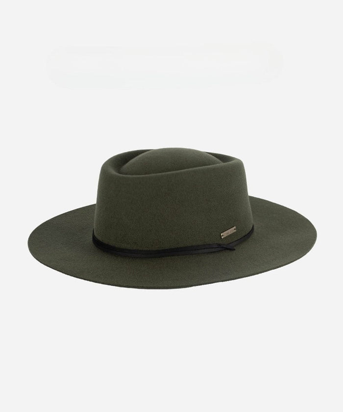 A green fedora hat with a hat band on a plain background #color_green