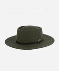 A green fedora hat with a hat band on a plain background #color_green