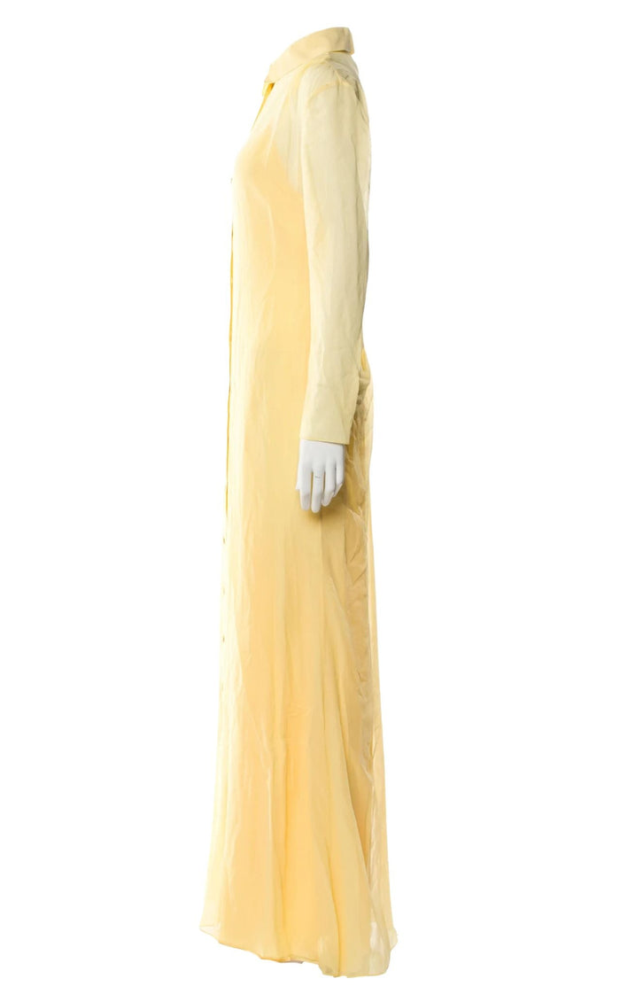 Gucci Yellow Silk Maxi Shirt Dress - Runway Catalog