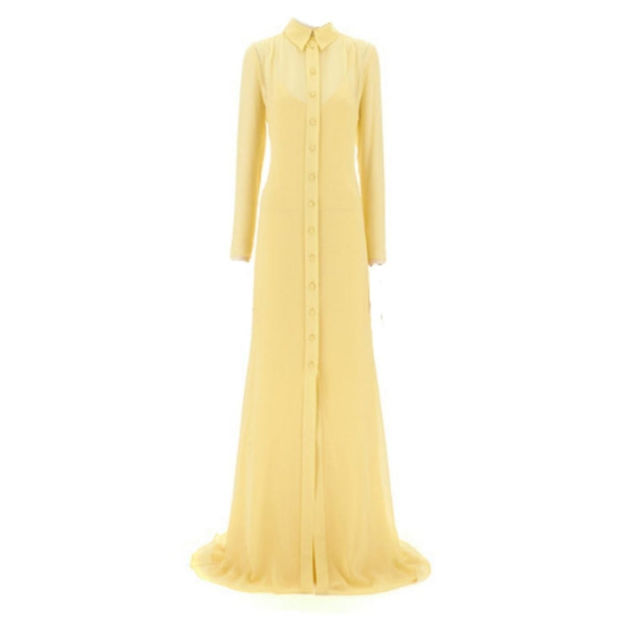 Gucci Yellow Silk Maxi Shirt Dress - Runway Catalog
