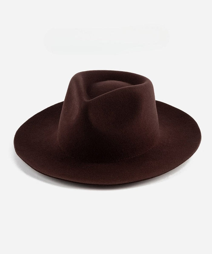 A dark cherry colored fedora hat on a white background #color_dark cherry