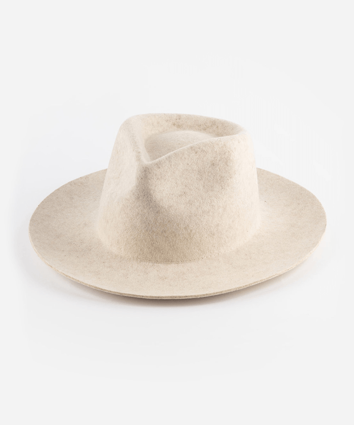 A mix ivory colored fedora hat on a plain background #color_mix ivory