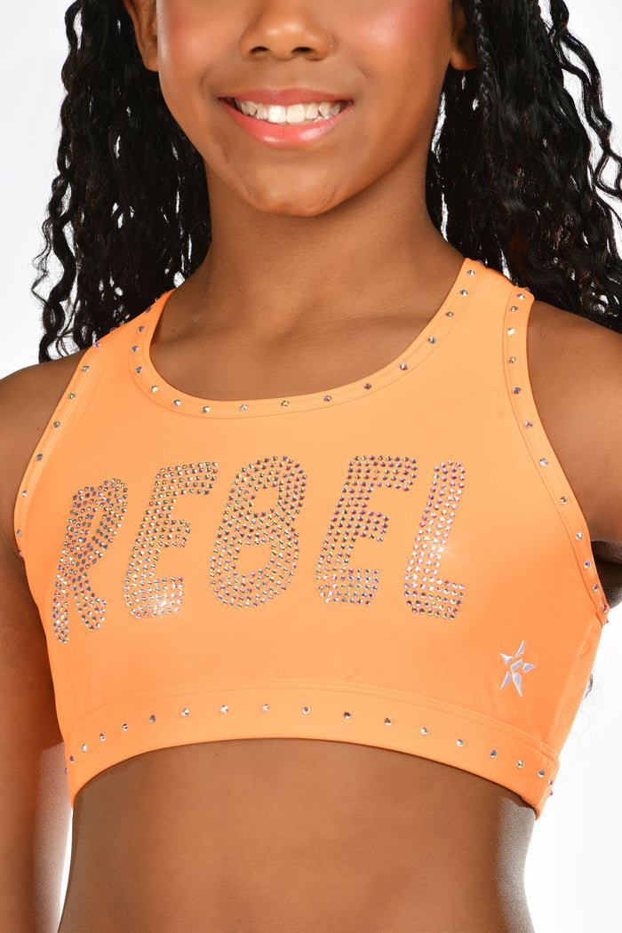 Zesty Crystal Sports Bra in Tangerine
