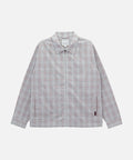 Gramicci natural shadow plaid Zip-Up Garage Jacket against a light-tone background.