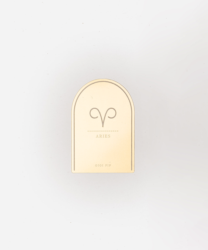 Gold 'Aries' zodiac sign plaque on a light gray background #color_gold